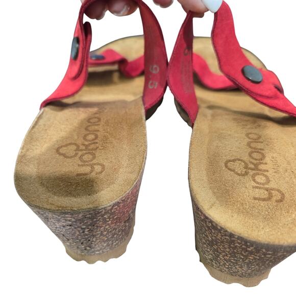 Yokono Red Suede Leather Wedge slide on mules Size 9.5 Made Spain Comfort # 897 - Picture 4 of 5